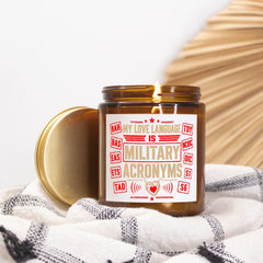 Candle Amber Jar 9oz Military Acronyms Love Language
