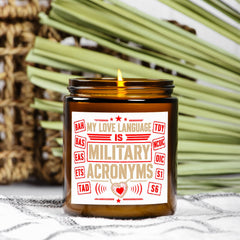 Candle Amber Jar 9oz Military Acronyms Love Language