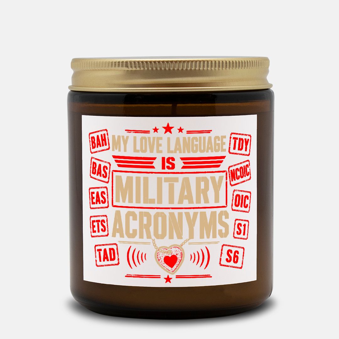 Candle Amber Jar 9oz Military Acronyms Love Language